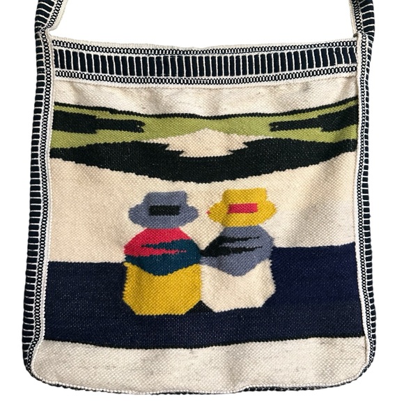 Wool Hand Woven Zippered Crossbody Bag Hippie Boho - Picture 3 of 11